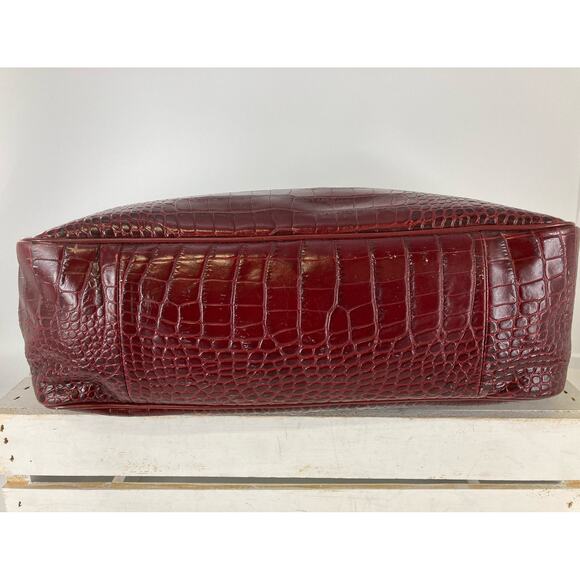 LONGCHAMP LARGE BURGNADY CROC EMBOSSED PRINT SHOULDER BAG - Picture 7 of 16